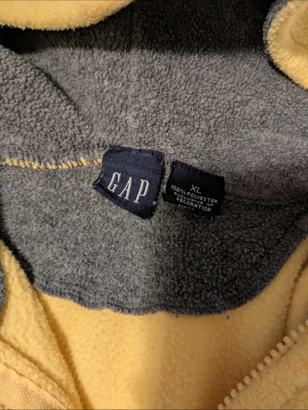 GAP Yellow Hooded Fleece Jacket with Gray Lining